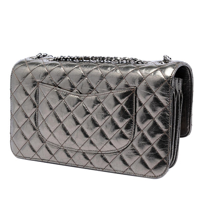 Chanel Medium Metallic Crackled Calfskin Clams Pocket Flap