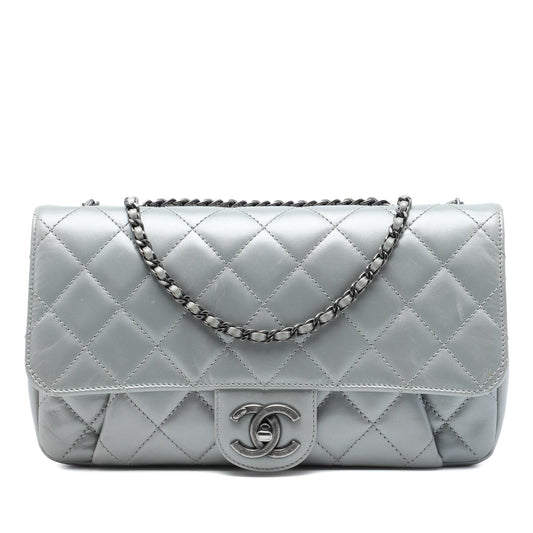 Chanel Medium Quilted Calfskin Coco Pleats Chain Flap