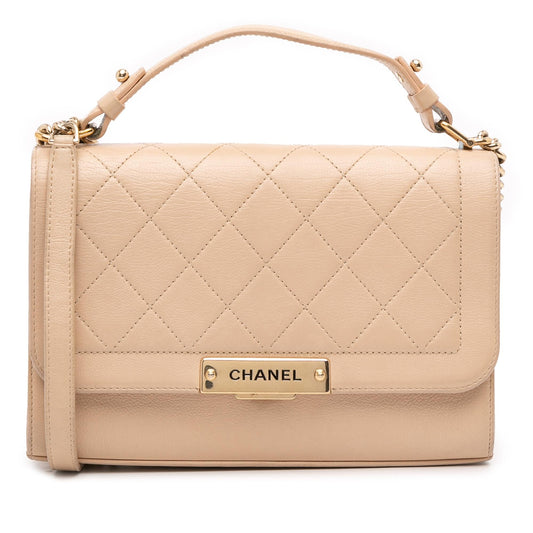 Chanel Medium Quilted Calfskin Label Click Flap