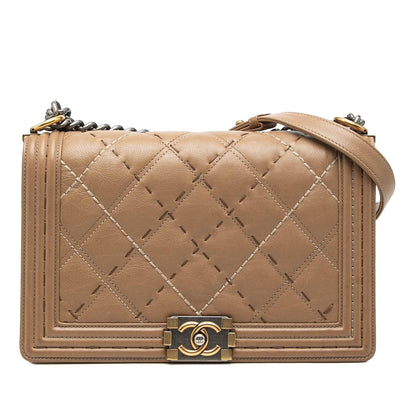 Chanel Medium Quilted Calfskin Wild Stitch Boy Flap