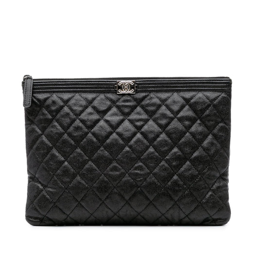 Chanel Medium Quilted Caviar Boy O Case Clutch