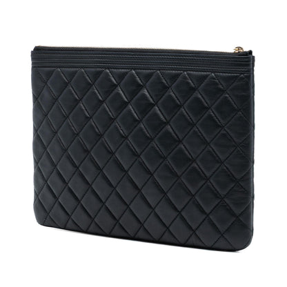 Chanel Medium Quilted Caviar Boy O Case Clutch