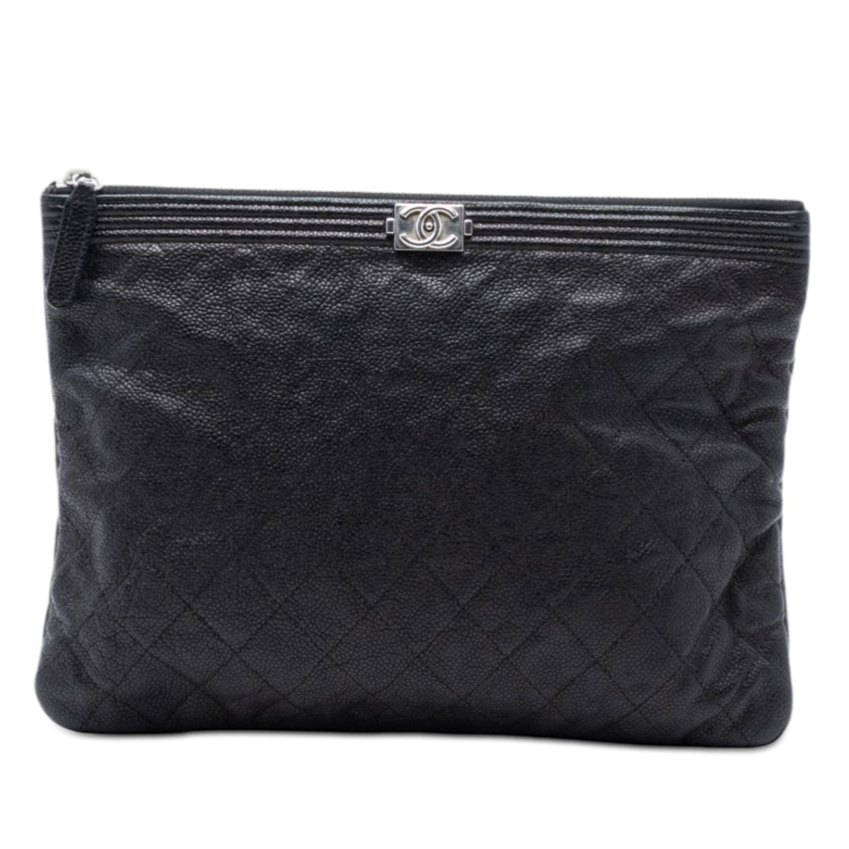 Chanel Medium Quilted Caviar Boy O Case Clutch