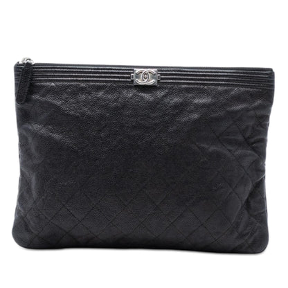 Chanel Medium Quilted Caviar Boy O Case Clutch