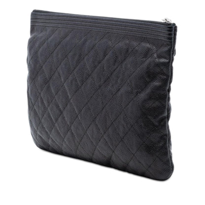 Chanel Medium Quilted Caviar Boy O Case Clutch