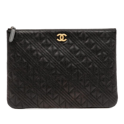 Chanel Medium Quilted Caviar O Case Clutch