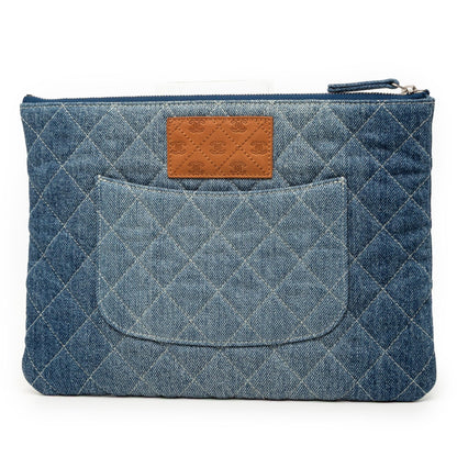 Chanel Medium Quilted Denim O Case Clutch