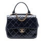 Chanel Medium Quilted Glazed Calfskin Gold Bar Top Handle Flap