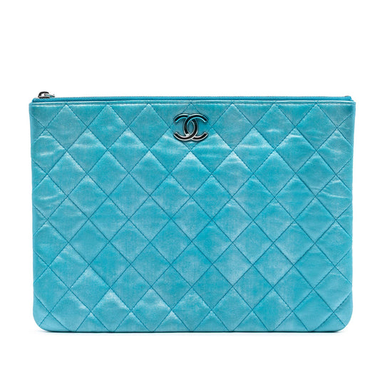 Chanel Medium Quilted Iridescent Lambskin O Case Clutch