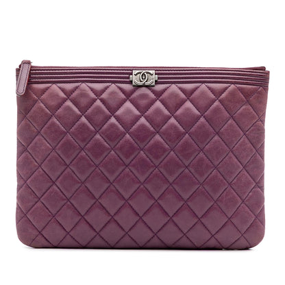 Chanel Medium Quilted Lambskin Boy O Case Clutch