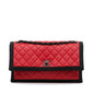 Chanel Medium Quilted Lambskin Grosgrain Two Tone Flap Bag