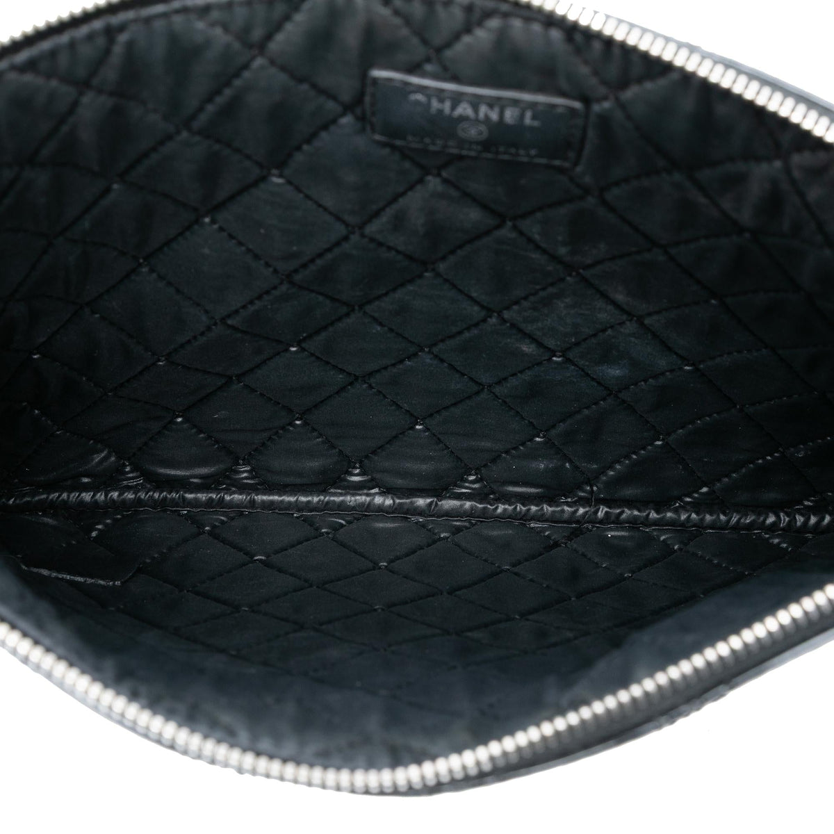 Chanel Medium Quilted Patent Double Stitch O Case Clutch