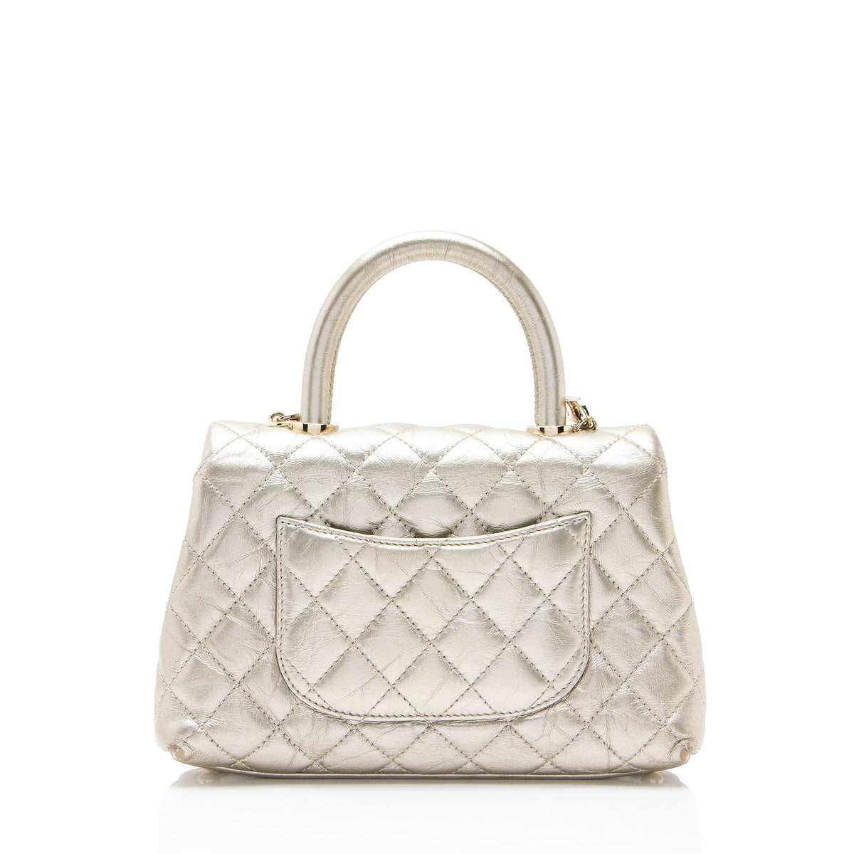 Chanel Metallic Aged Calfskin Coco Top Handle Medium Flap Bag