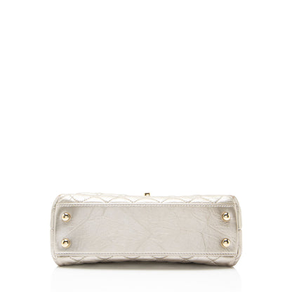 Chanel Metallic Aged Calfskin Coco Top Handle Medium Flap Bag