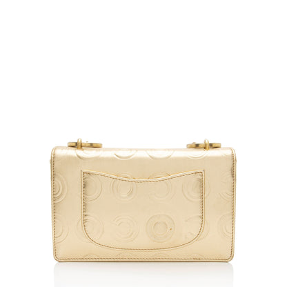 Chanel Metallic Calfskin Embossed Cocallover Flap Shoulder Bag