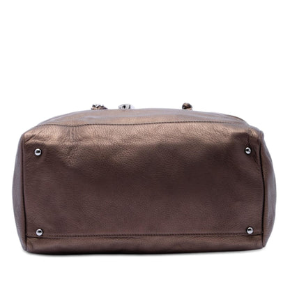 Chanel Metallic Deerskin CC Luxe Ligne Bowler Bag