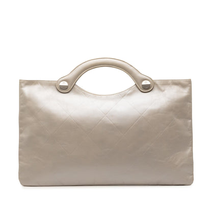 Chanel Metallic Embossed Calfskin Flat Handbag