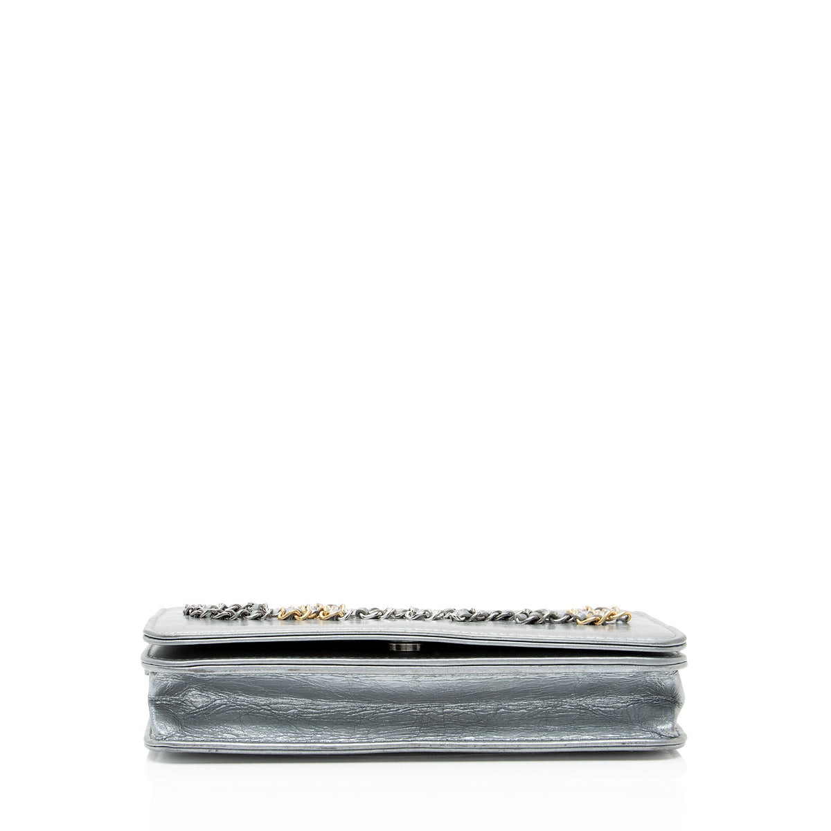 Chanel Metallic Lambskin Written In Chain Wallet on Chain