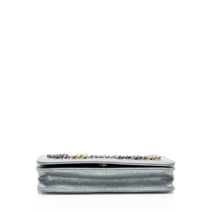 Chanel Metallic Lambskin Written In Chain Wallet on Chain
