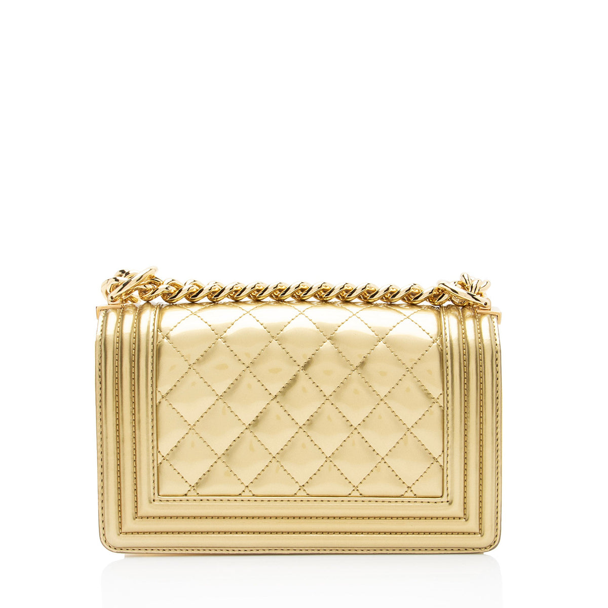 Chanel Metallic Patent Leather Small Boy Bag