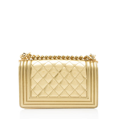 Chanel Metallic Patent Leather Small Boy Bag