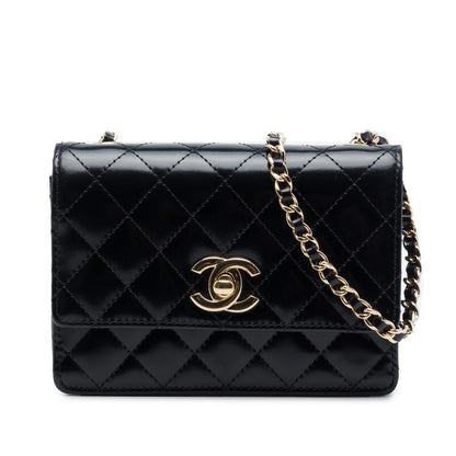 Chanel Micro CC Quilted Shiny Calfskin Single Flap