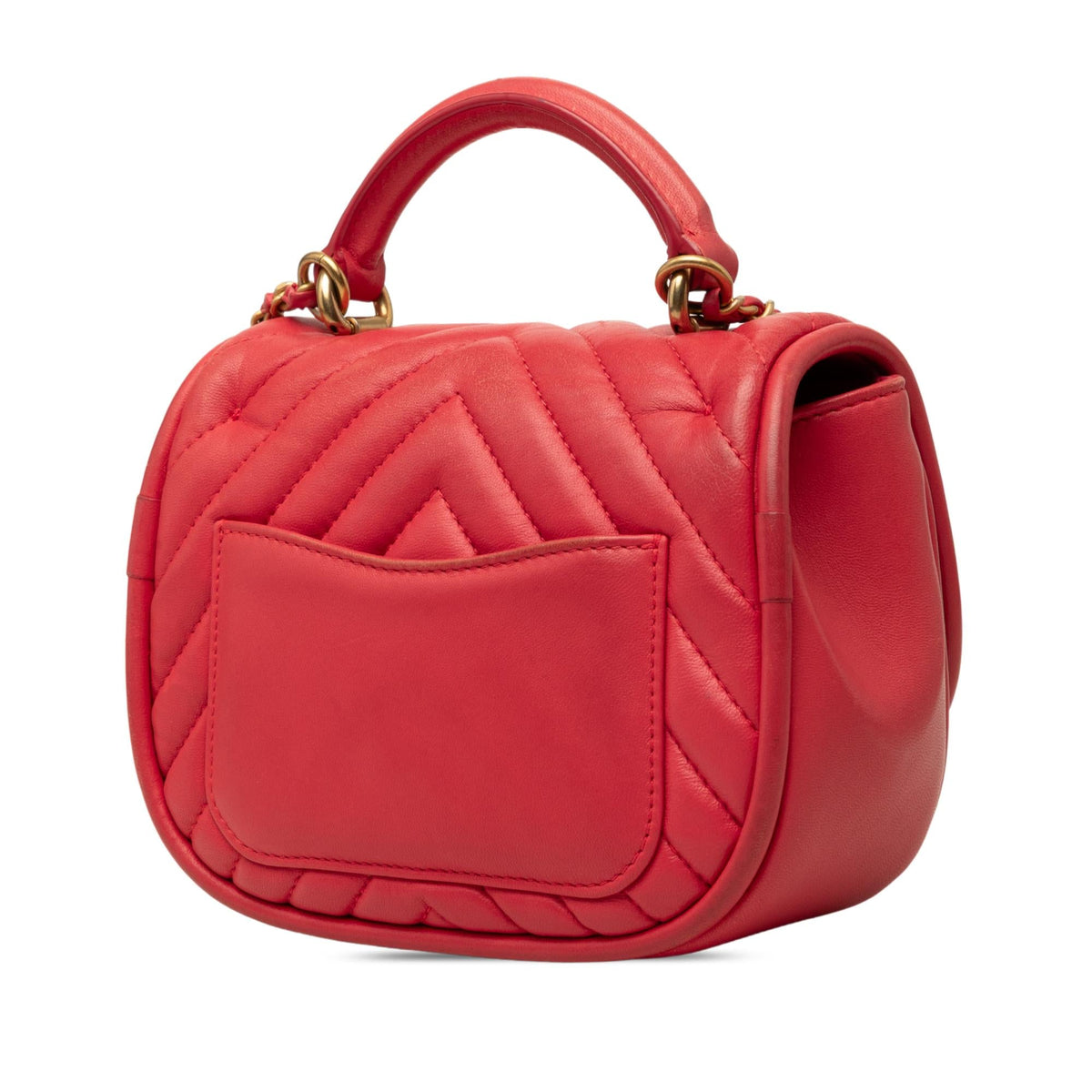 Chanel Mini CC Chevron Lambskin Reversed Round Flap