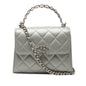 Chanel Mini CC Metallic Lambskin Top Handle Clutch With Chain