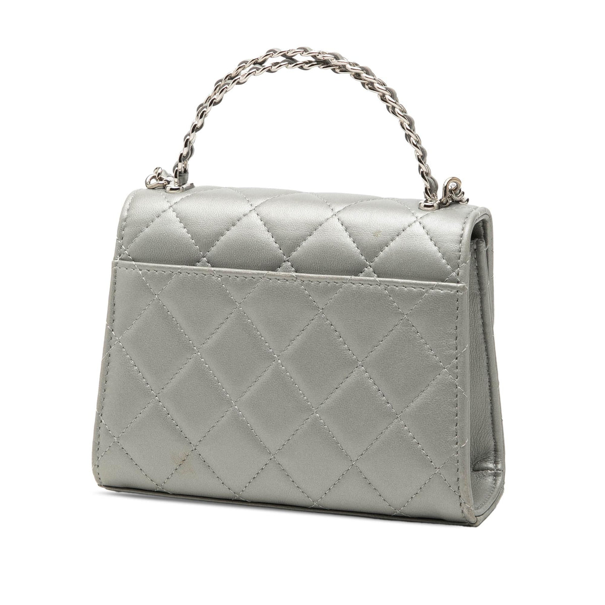 Chanel Mini CC Metallic Lambskin Top Handle Clutch With Chain