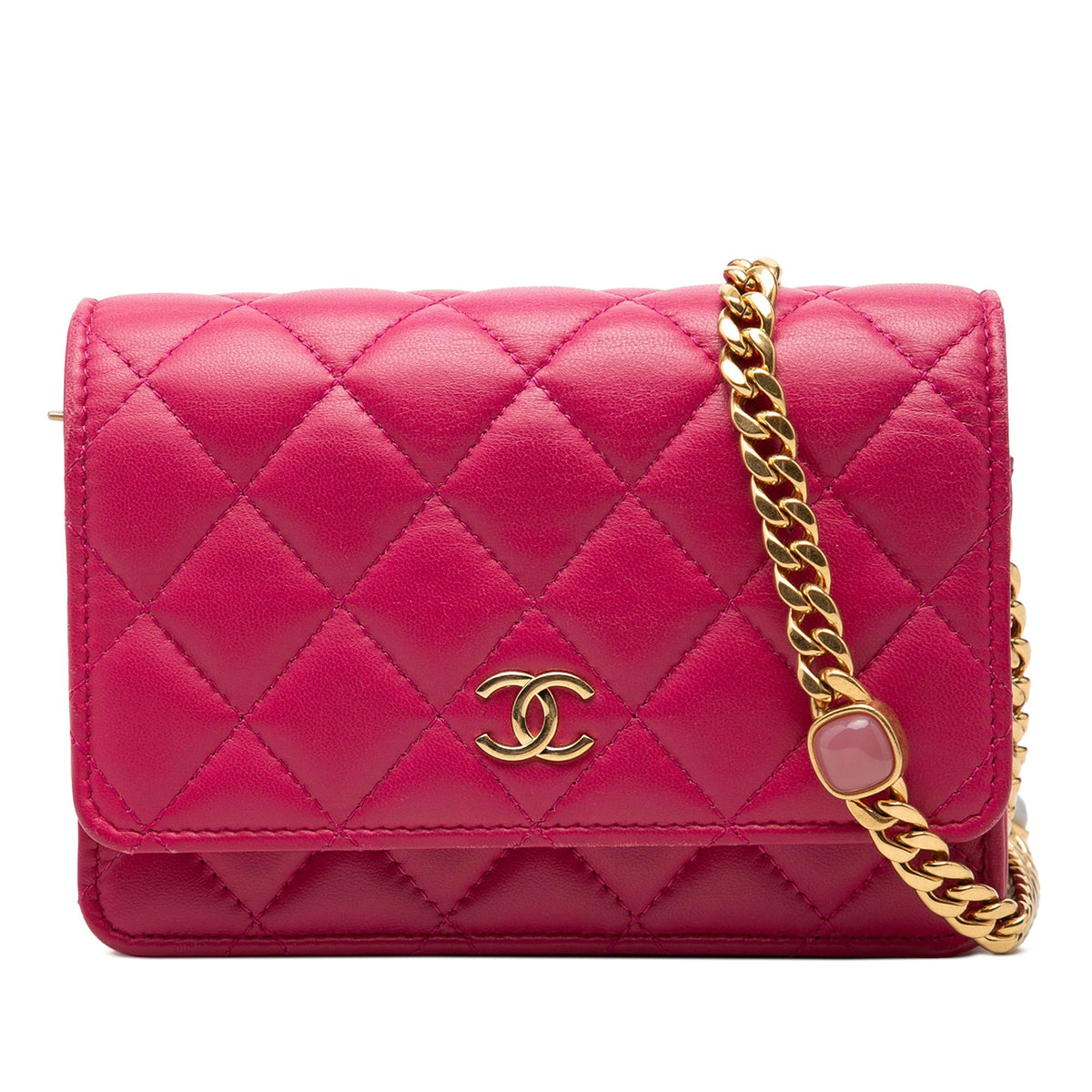 Chanel Mini CC Quilted Lambskin Pearl Samba Wallet On Chain