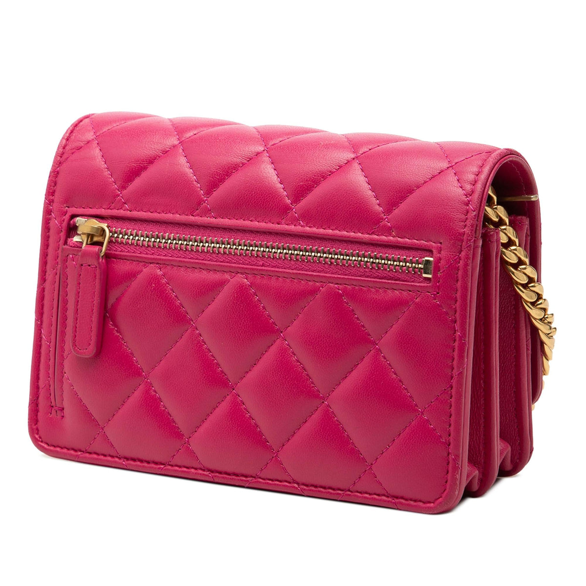 Chanel Mini CC Quilted Lambskin Pearl Samba Wallet On Chain