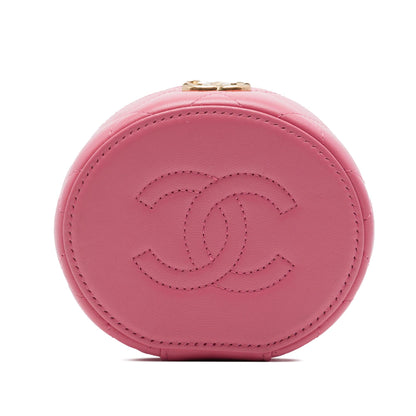 Chanel Mini CC Quilted Lambskin Pearl Top Handle Vanity Case with Chain