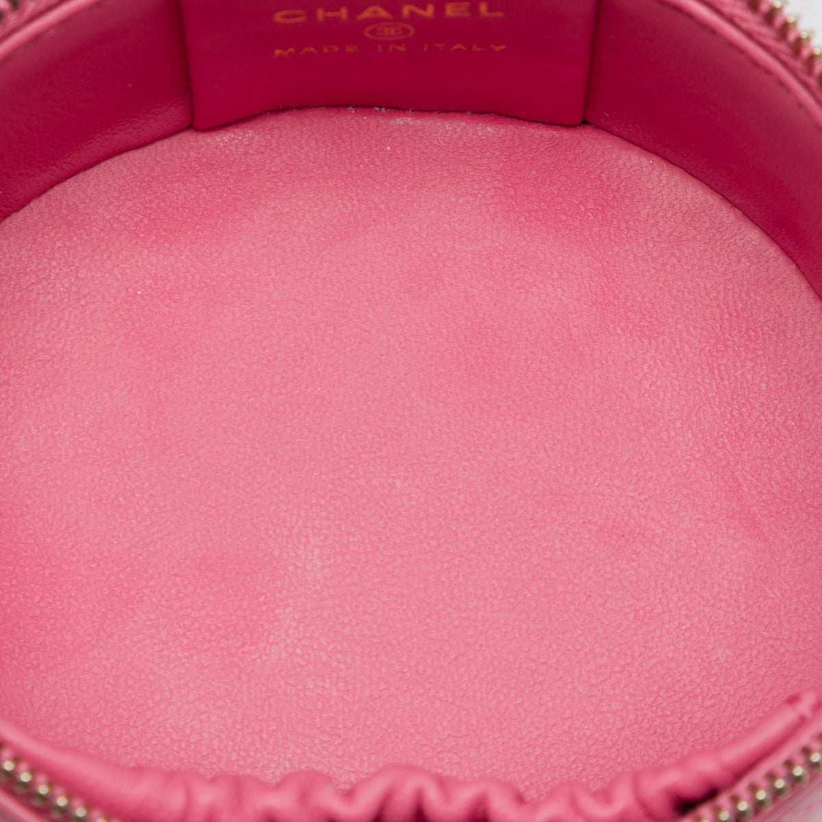 Chanel Mini CC Quilted Lambskin Pearl Top Handle Vanity Case with Chain