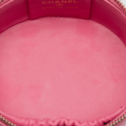 Chanel Mini CC Quilted Lambskin Pearl Top Handle Vanity Case with Chain
