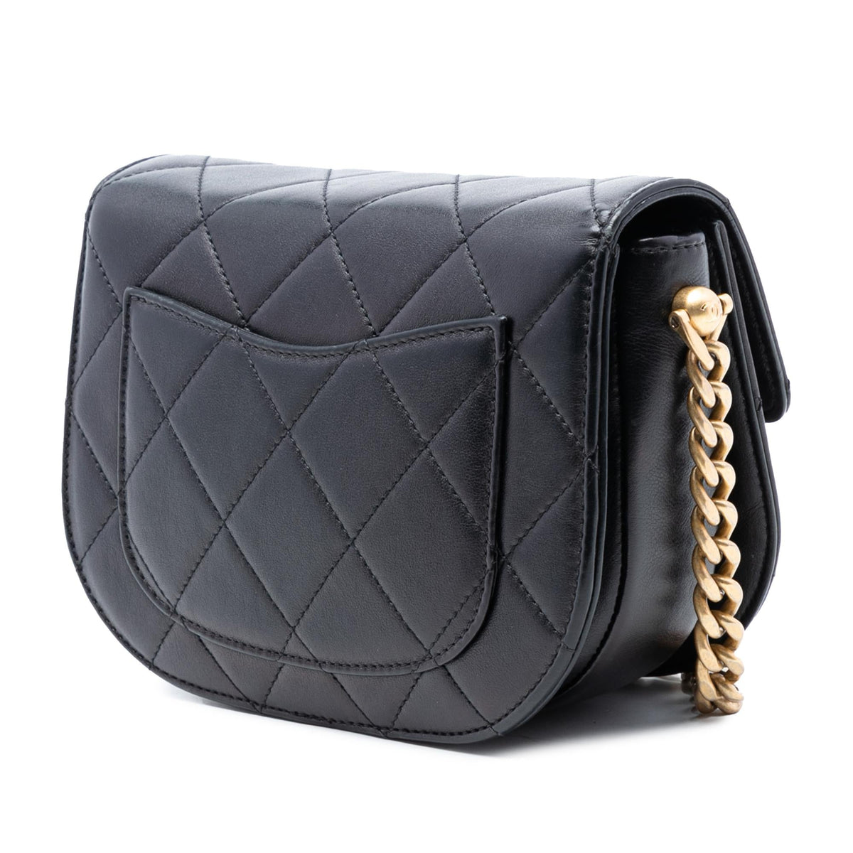 Chanel Mini CC Quilted Shiny Calfskin Round Moon Messenger Flap