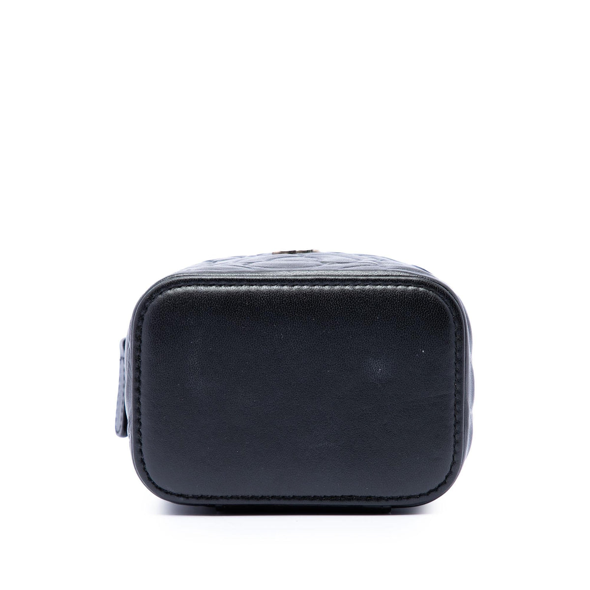 Chanel Mini Camellia Embossed Lambskin Vanity Case With Chain