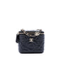 Chanel Mini Camellia Embossed Lambskin Vanity Case With Chain