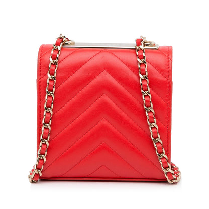 Chanel Mini Chevron Lambskin Trendy CC Chain Wallet