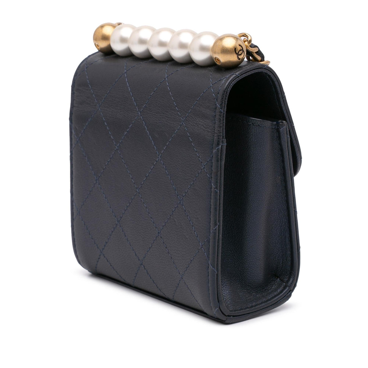 Chanel Mini Goatskin Chic Pearls Clutch On Chain