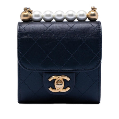 Chanel Mini Goatskin Chic Pearls Clutch On Chain