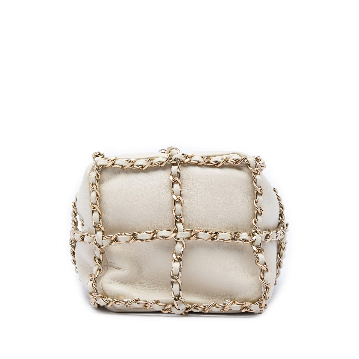 Chanel Mini Lambskin CC Chain Frame Drawstring Bucket Bag