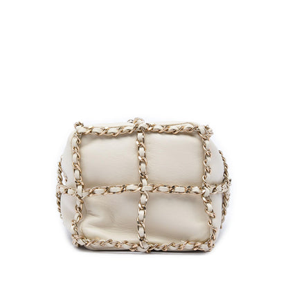 Chanel Mini Lambskin CC Chain Frame Drawstring Bucket Bag
