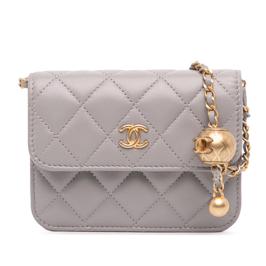 Chanel Mini Lambskin Pearl Crush Clutch On Chain