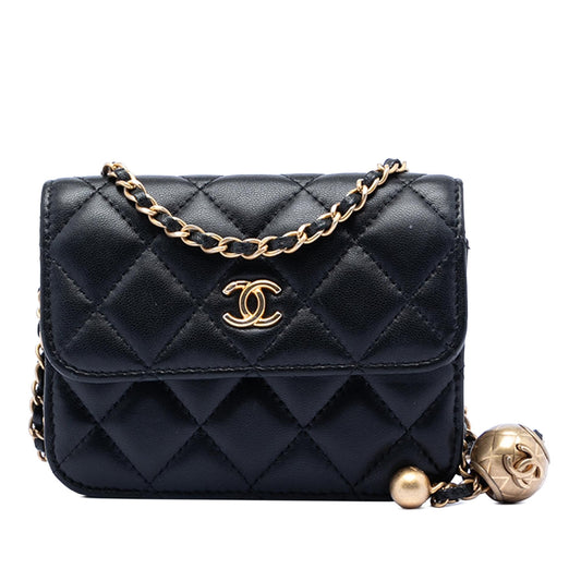 Chanel Mini Lambskin Pearl Crush Clutch with Chain
