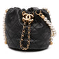 Chanel Mini Quilted Calfskin About Pearls Drawstring Bucket Bag