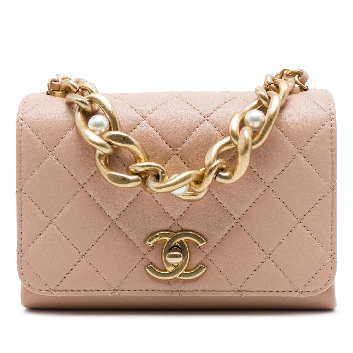 Chanel Mini Quilted Calfskin Pearl Boy Chain Flap