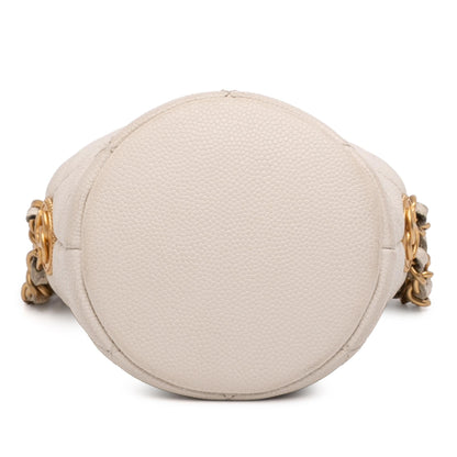 Chanel Mini Quilted Caviar Twist Your Buttons Drawstring Bucket Bag