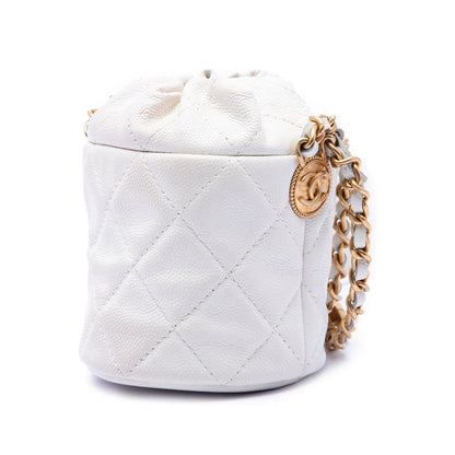 Chanel Mini Quilted Caviar Twist Your Buttons Drawstring Bucket Bag