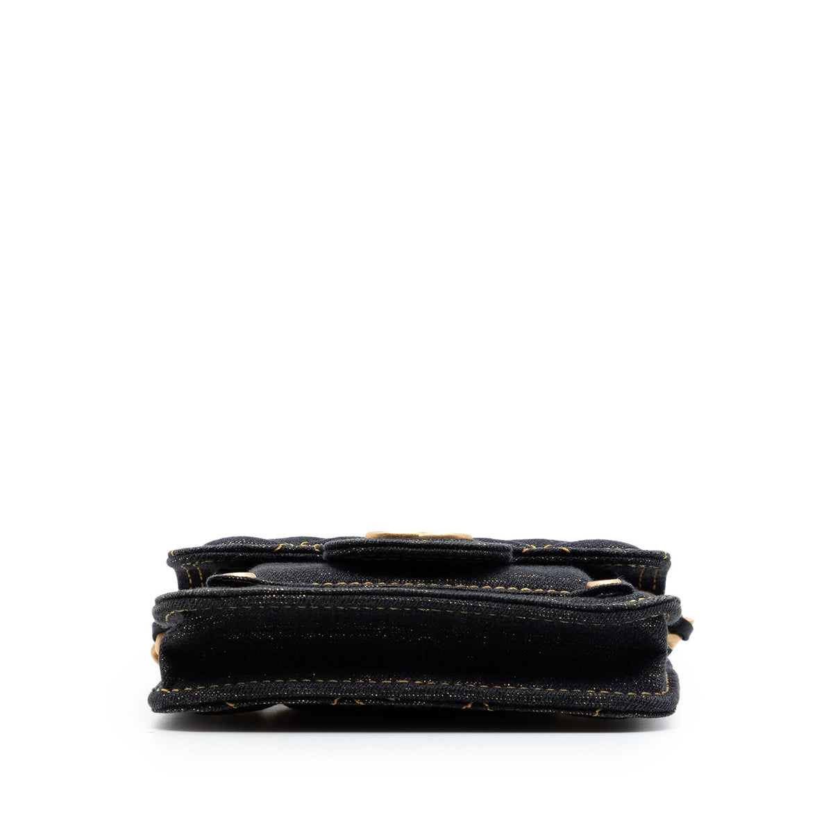 Chanel Mini Quilted Denim Double You Card Holder with Chain