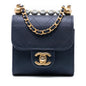 Chanel Mini Quilted Goatskin Vertical Chic Pearls Flap Clutch With Chain